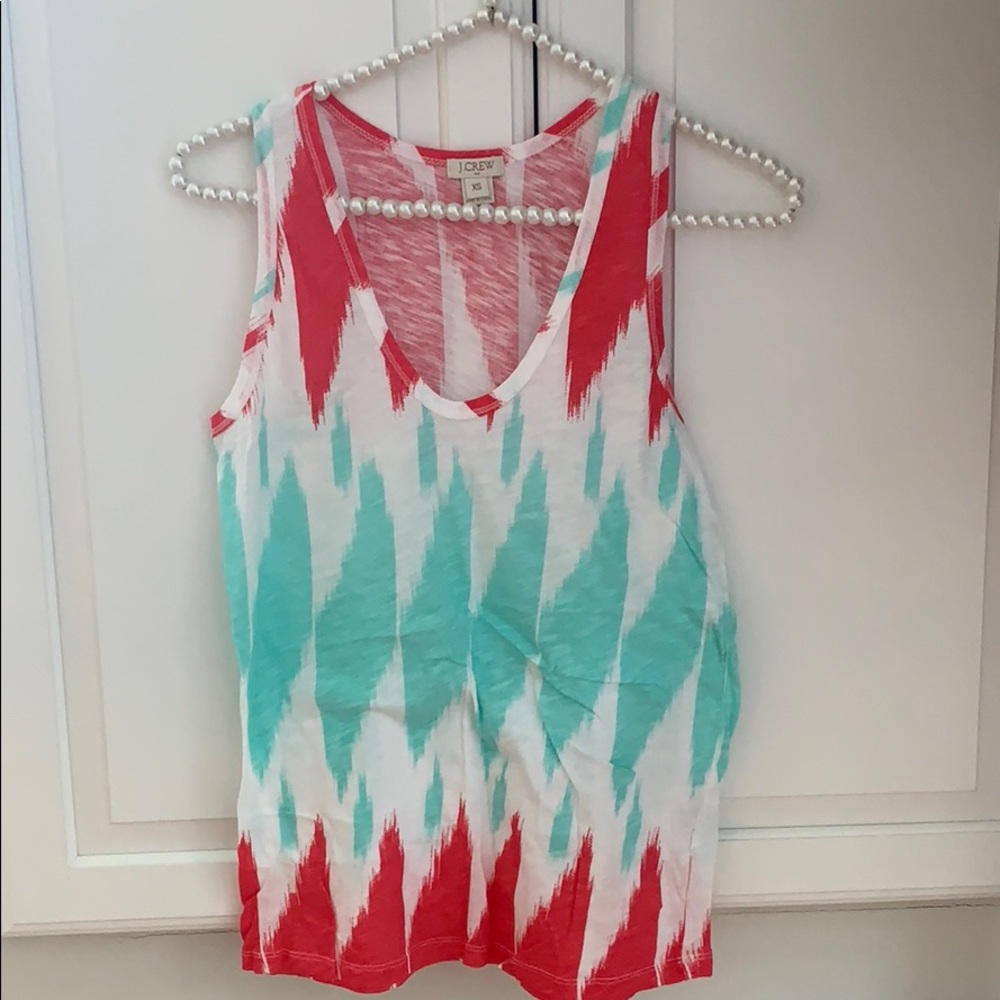 J. Crew Coral & Aqua Graphic tank xs